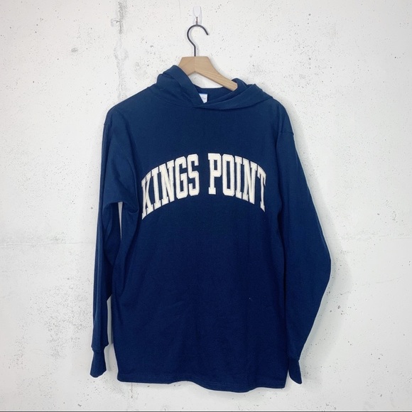 Champion Vintage Kings Point Navy Blue Hooded Sweatshirt Size Medium - Picture 1 of 6